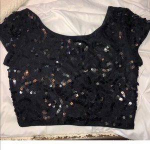 Express Sequin Crop Top